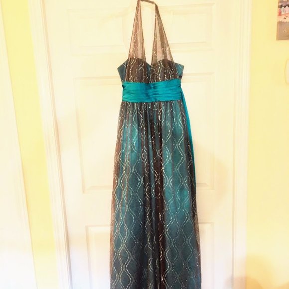 Floor-length turquoise formal/prom dress - Picture 2 of 10